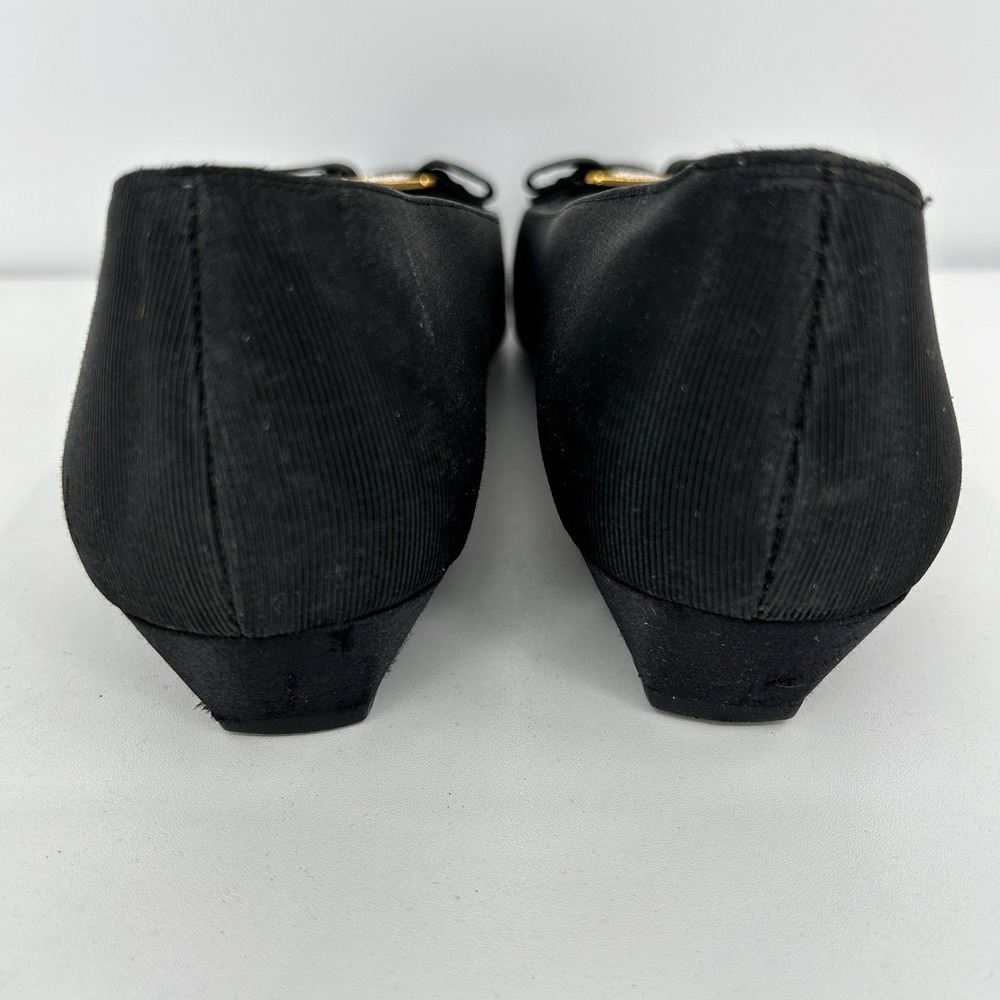 Vintage Salvatore Ferragamo Low Heel Ballet Flats Size 11 AAAA Rhinestone Bow - Picture 5 of 10